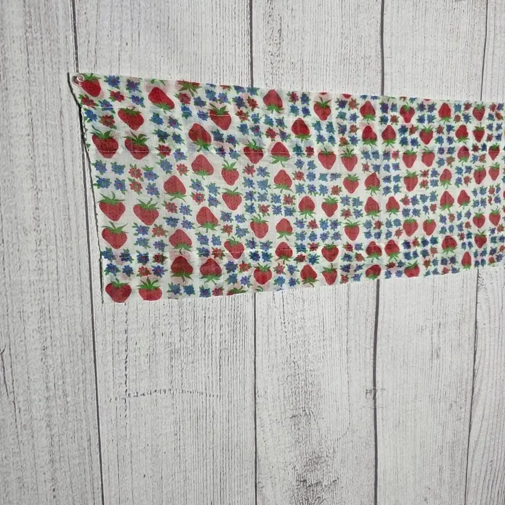 Vintage Strawberry Floral Sheer Valance Curtain Panel, Farmhouse Nook - 9